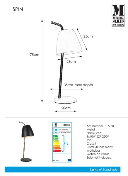 Markslöjd 107730 - Lampă de masă SPIN 1xE27/40W/230V