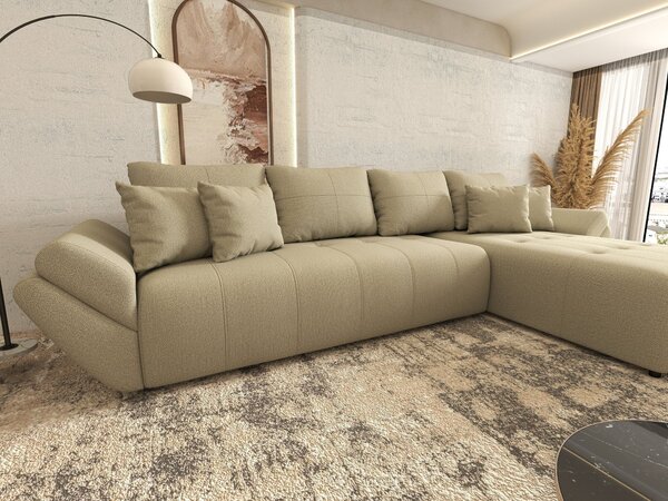 Colțar extensibil dumonde cu ladă de depozitare Berlin XL Enjoy Camel 350x185 cm II