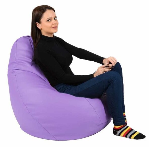 Fotoliu Nirvana Hobbit Pufrelax, Material Piele ecologica - Violet