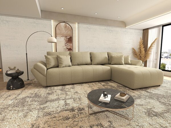 Colțar extensibil dumonde cu ladă de depozitare Berlin XL Enjoy Camel 350x185 cm II