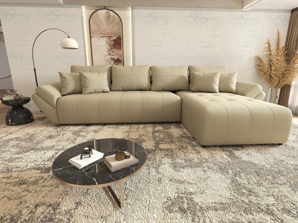 Colțar extensibil dumonde cu ladă de depozitare Berlin XL Enjoy Camel 350x185 cm II