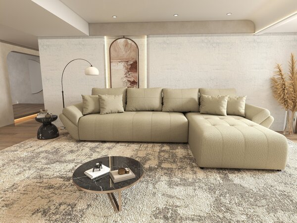 Colțar extensibil dumonde cu ladă de depozitare Berlin XL Enjoy Camel 350x185 cm II