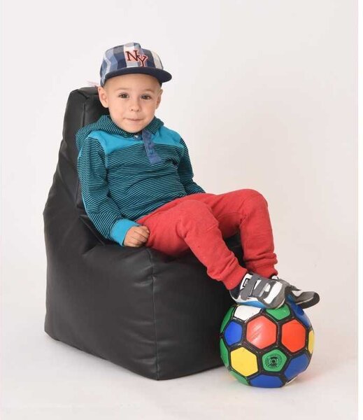 Fotoliu tip Scaun Sunlounger Junior, Material Piele Ecologica - Negru