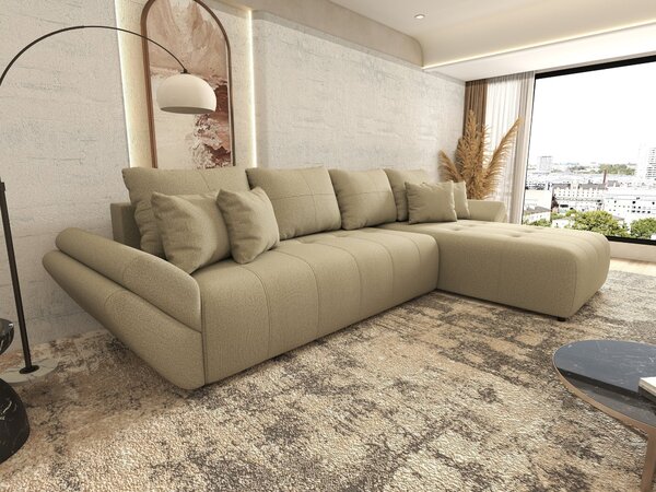 Colțar extensibil dumonde cu ladă de depozitare Berlin XL Enjoy Camel 350x185 cm II