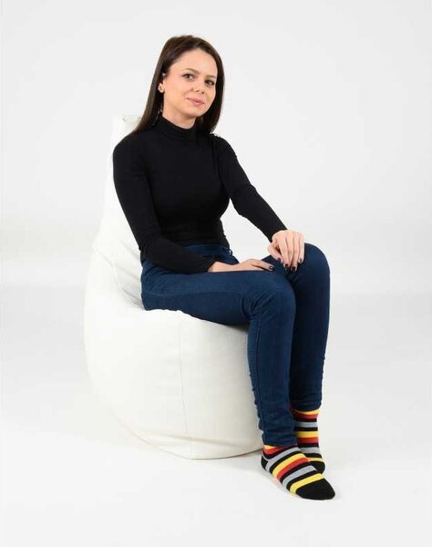 Fotoliu tip Scaun Sunlounger, Material Piele ecologica - Alb