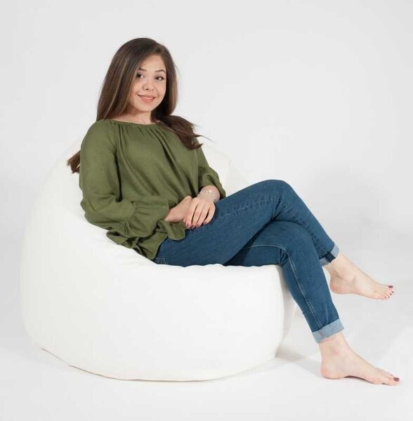 Fotoliu Relaxo XL, Material Piele ecologica - Alb