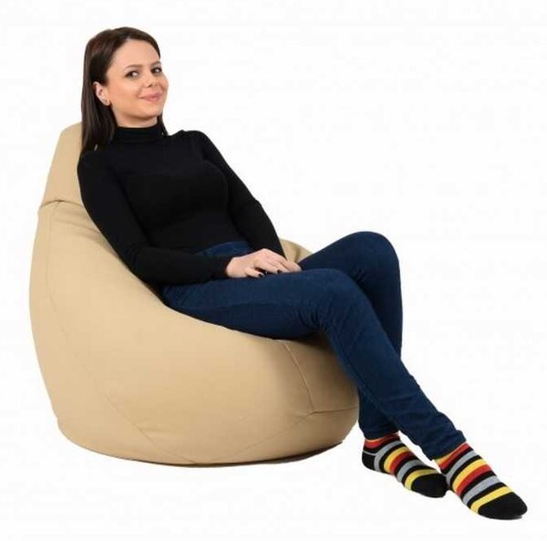 Fotoliu Nirvana Hobbit Pufrelax, Material Piele ecologica - Nude