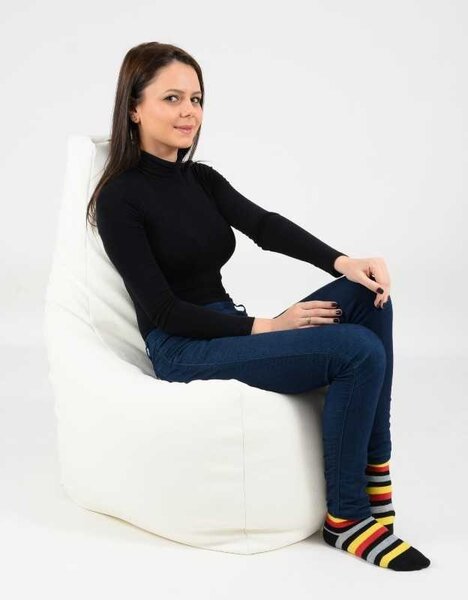 Fotoliu tip Scaun Sunlounger, Material Piele ecologica - Alb