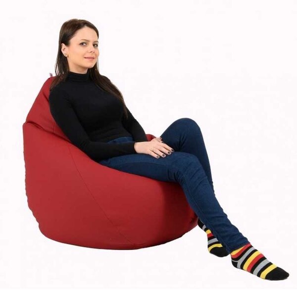 Fotoliu Nirvana Hobbit Pufrelax, Material Piele ecologica - Bordo