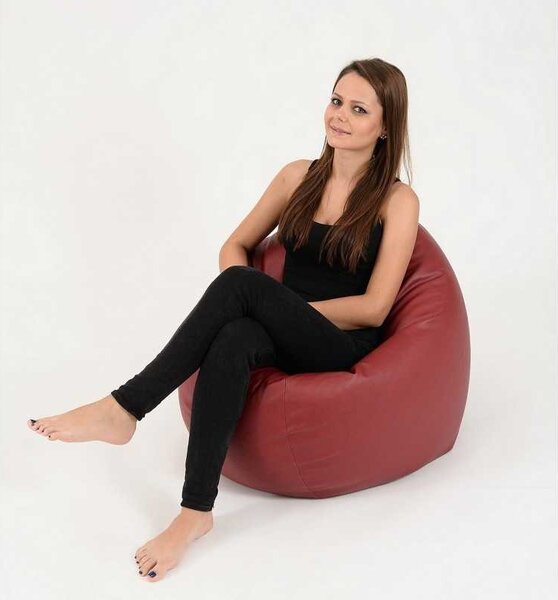 Fotoliu Relaxo, Material Piele ecologica - Bordo