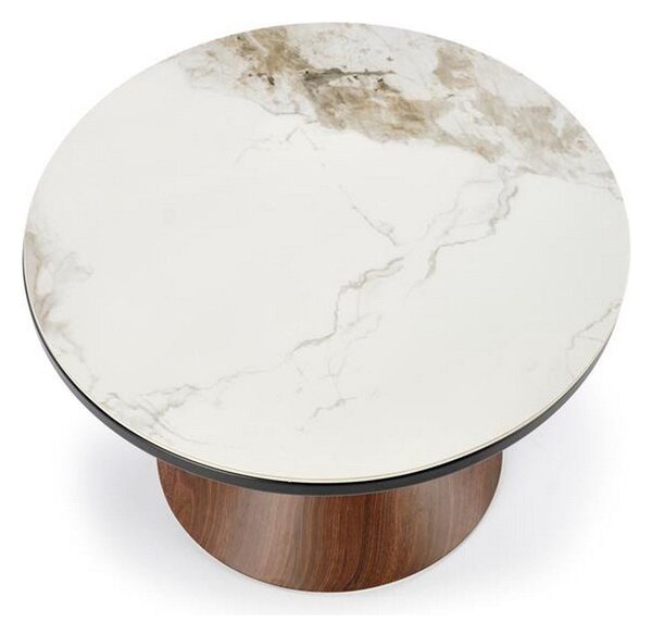 Masuta de cafea GENESIS, marmura alba/nuc, ceramica, 70x43 cm