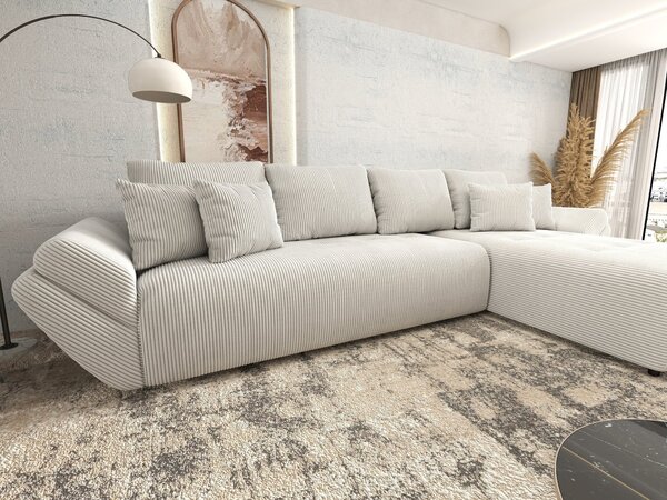Colțar extensibil dumonde cu ladă de depozitare Berlin XL Zoom Crem 350x185 cm II