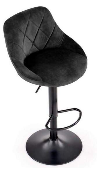 Scaun bar H101, negru, stofa catifelata/metal, 47x45x84 cm