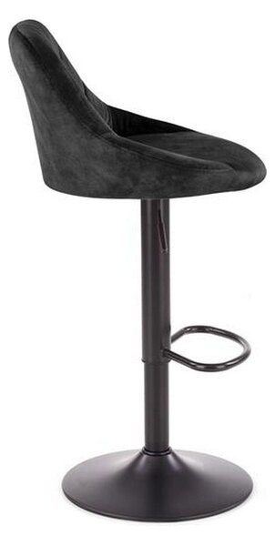 Scaun bar H101, negru, stofa catifelata/metal, 47x45x84 cm