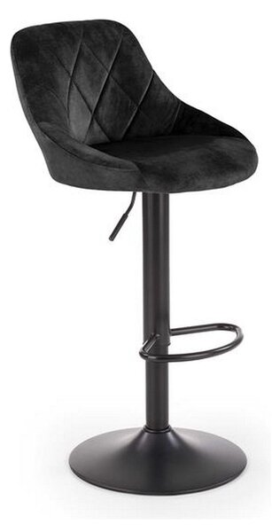 Scaun bar H101, negru, stofa catifelata/metal, 47x45x84 cm