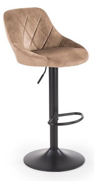 Scaun bar H101, bej/negru, stofa catifelata/metal, 47x45x84 cm