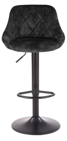 Scaun bar H101, negru, stofa catifelata/metal, 47x45x84 cm