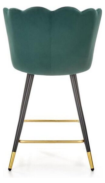 Scaun de bar H106, verde/negru, stofa catifelata, 58x58x96 m