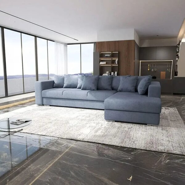 Colțar extensibil dumonde cu ladă de depozitare si sezut confortabil din spuma high-density, Gloria Enjoy Antracit II 320x183 cm