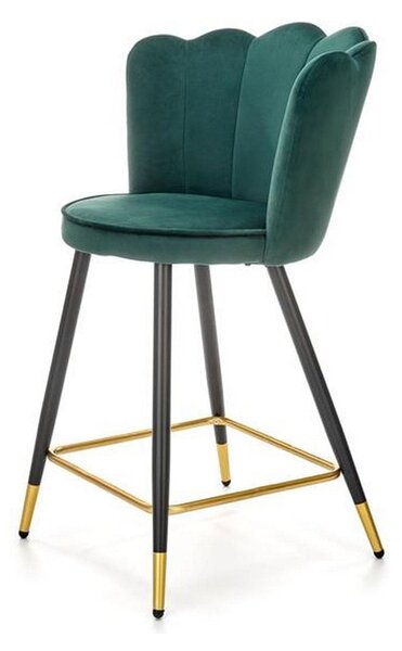 Scaun de bar H106, verde/negru, stofa catifelata, 58x58x96 m