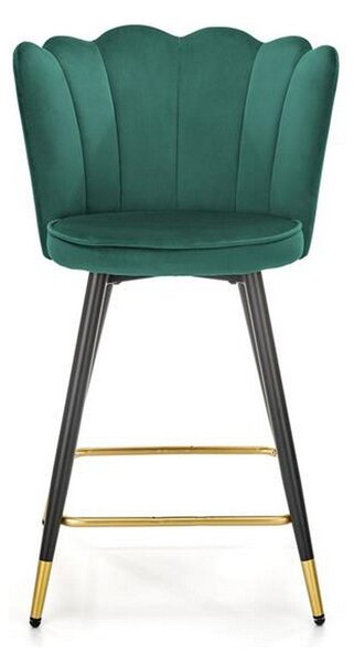 Scaun de bar H106, verde/negru, stofa catifelata, 58x58x96 m