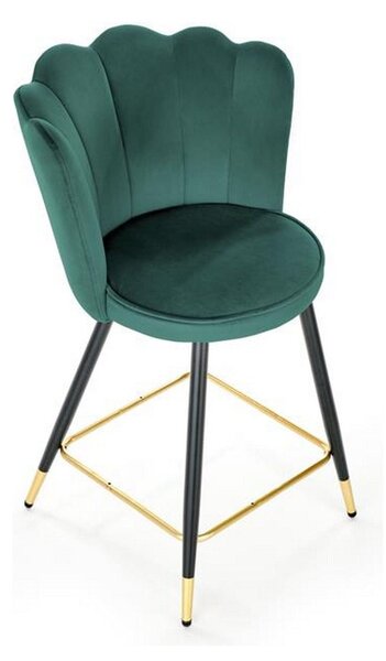 Scaun de bar H106, verde/negru, stofa catifelata, 58x58x96 m
