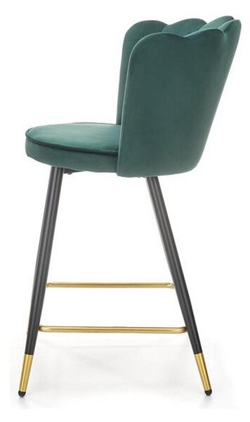 Scaun de bar H106, verde/negru, stofa catifelata, 58x58x96 m