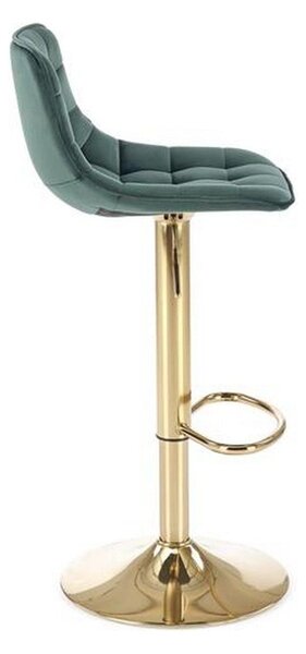 Scaun de bar H120, verde/auriu, stofa catifelata, 43x44x84 cm