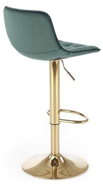 Scaun de bar H120, verde/auriu, stofa catifelata, 43x44x84 cm