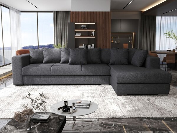Colțar extensibil dumonde cu ladă de depozitare Gloria Enjoy Grafit 320x183 cm