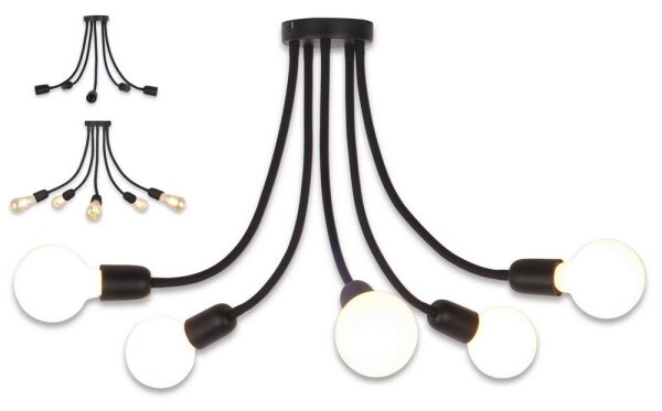Top Light Galileo 5 C - Lustră pe tijă 5xE27/40W/230V negru