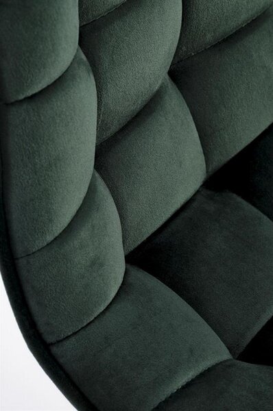 Scaun de bar H120, verde/auriu, stofa catifelata, 43x44x84 cm