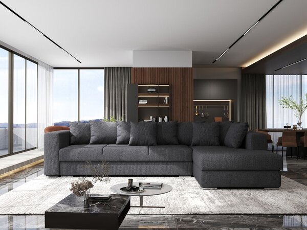 Colțar extensibil dumonde cu ladă de depozitare Gloria Enjoy Grafit 320x183 cm
