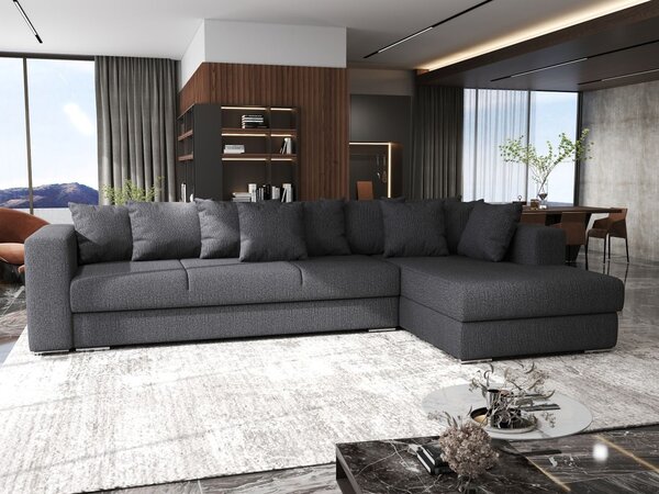 Colțar extensibil dumonde cu ladă de depozitare Gloria Enjoy Grafit 320x183 cm