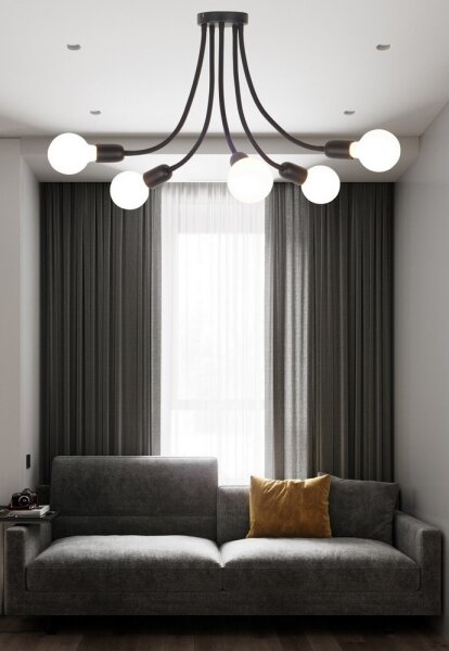 Top Light Galileo 5 C - Lustră pe tijă 5xE27/40W/230V negru