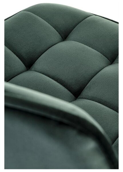 Scaun de bar H120, verde/auriu, stofa catifelata, 43x44x84 cm