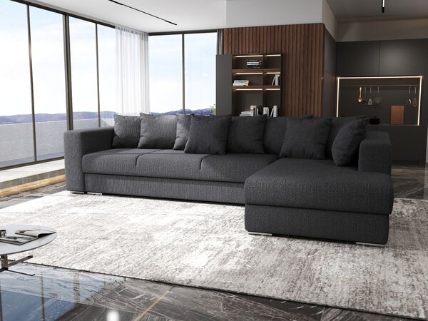 Colțar extensibil dumonde cu ladă de depozitare Gloria Enjoy Grafit 320x183 cm