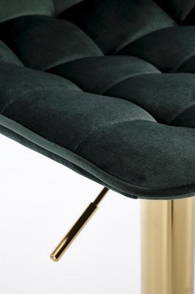 Scaun de bar H120, verde/auriu, stofa catifelata, 43x44x84 cm