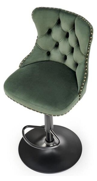 Scaun de bar H117, verde/negru, stofa catifelata, 47x52x96 cm