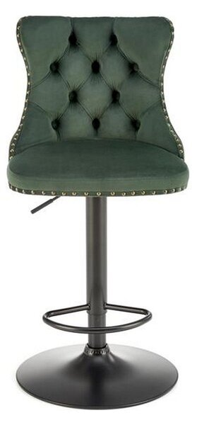 Scaun de bar H117, verde/negru, stofa catifelata, 47x52x96 cm