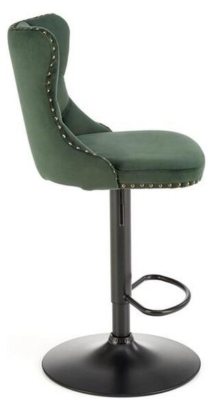 Scaun de bar H117, verde/negru, stofa catifelata, 47x52x96 cm
