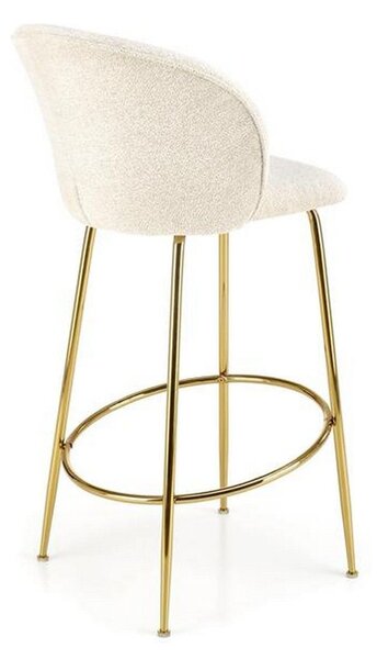 Scaun de bar H116, crem/auriu, stofa plusata, 50x59x101 cm