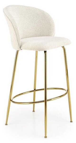 Scaun de bar H116, crem/auriu, stofa plusata, 50x59x101 cm