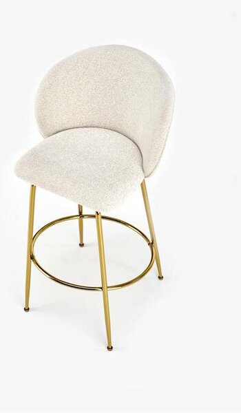 Scaun de bar H116, crem/auriu, stofa plusata, 50x59x101 cm