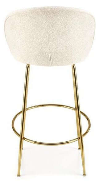 Scaun de bar H116, crem/auriu, stofa plusata, 50x59x101 cm