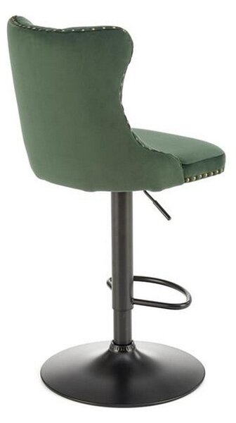 Scaun de bar H117, verde/negru, stofa catifelata, 47x52x96 cm