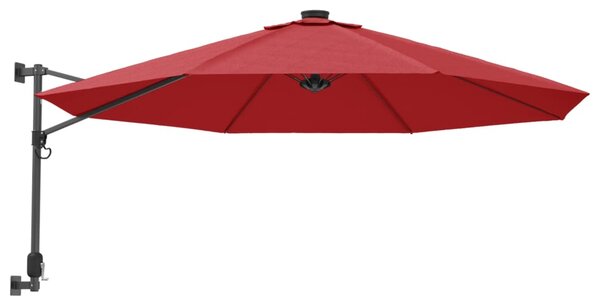 Umbrelă de soare montată pe perete, roșu aprins, 290 cm