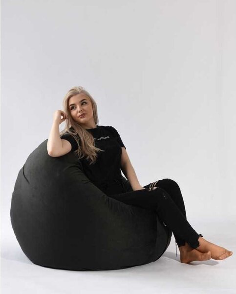 Fotoliu Relaxo XL, Material Textil - Black Velvet