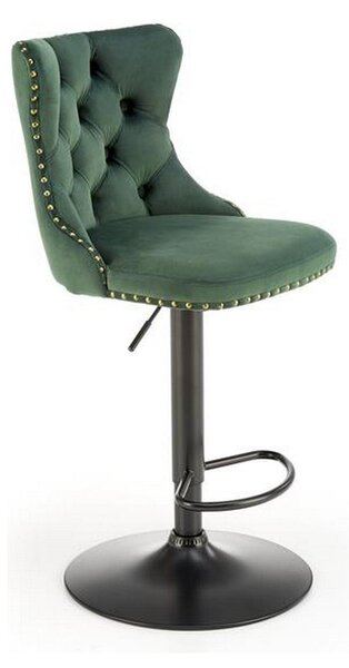 Scaun de bar H117, verde/negru, stofa catifelata, 47x52x96 cm