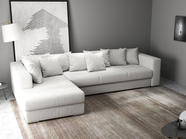 Colțar extensibil dumonde cu ladă de depozitare Gloria Zoom Cream 320x183 cm